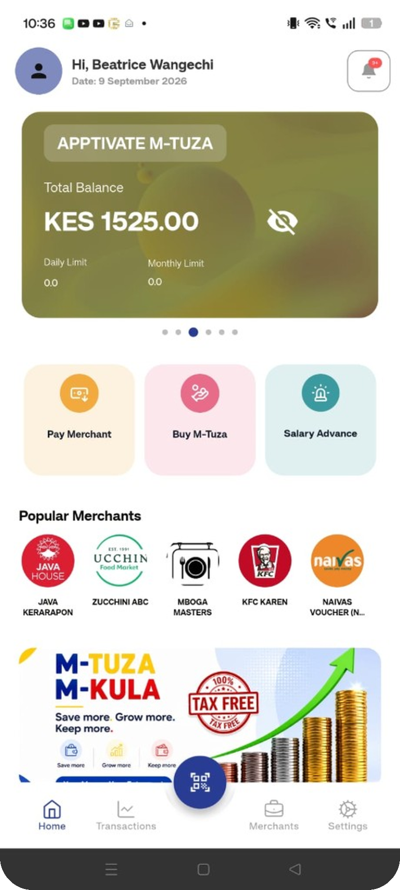 M-Tuza in the Apptivate app